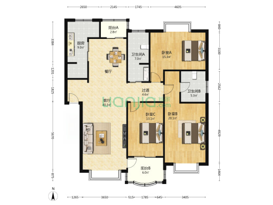 康盛小区 3室1厅2卫 150平方