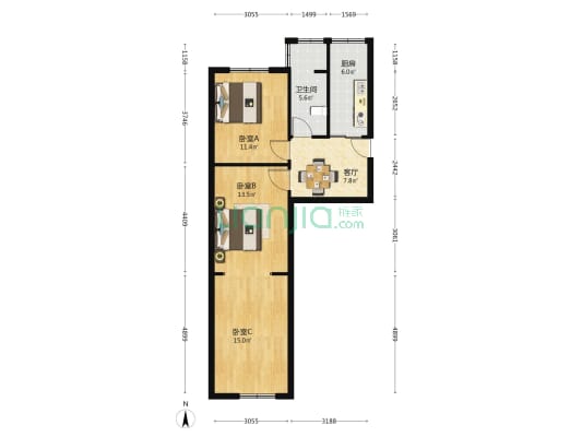 万康小区 3室1厅1卫 55平方