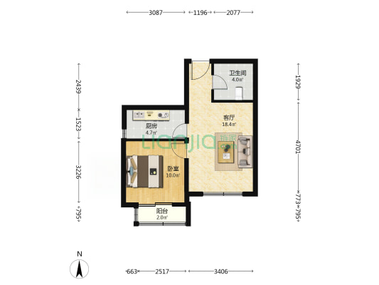 金泽家园A区 1室1厅1卫 55平方