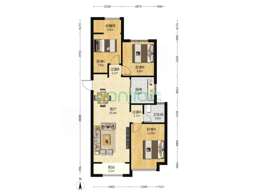 保利珑樾 3室1厅1卫 102平方