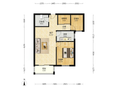朝南的两居，中档装修，采光好，视野无遮挡-涿州翡翠城户型图
