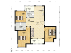 园林洋房社区 南北通透三居双卫 毛坯 看房方便-涿州天伦湾凤麟府户型图