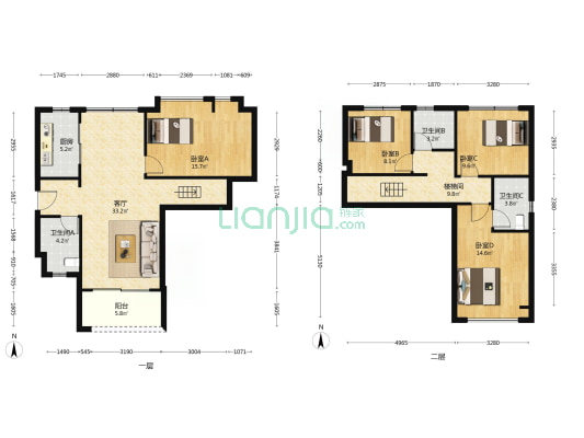 领悦公馆 4室1厅3卫 118平方