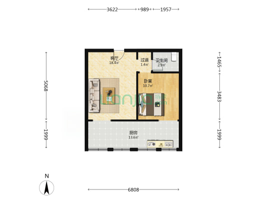 中原保险大厦 1室1厅1卫 69平方