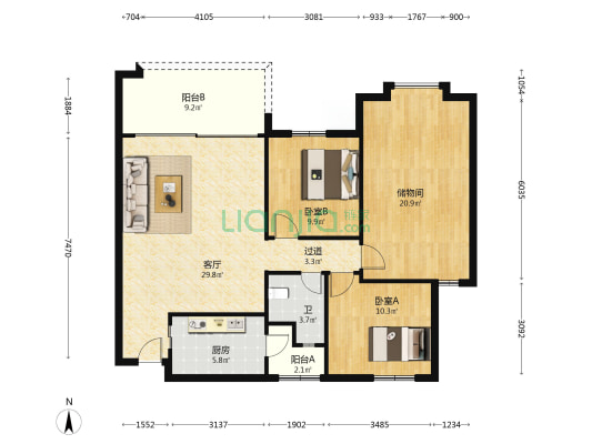 阳光家园(增城) 2室1厅1卫 116平方