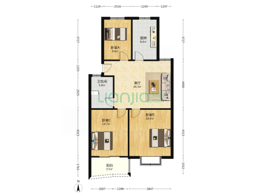 永茂小区 3室1厅1卫 100平方