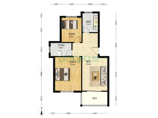 盛意花苑 2室1厅1卫 75平方