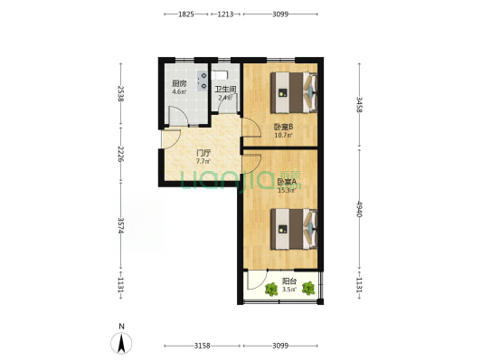 渤海路 2室0厅1卫 54平方