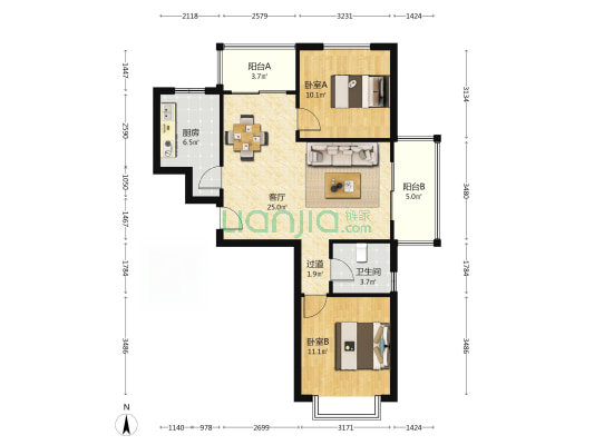 兰州市国资物业第二十九佳园(东区) 2室1厅1卫 97平方