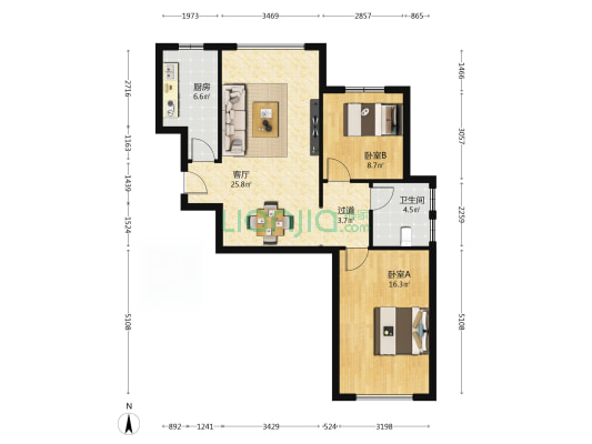 北龙口九龙佳苑安置小区 2室1厅1卫 91平方