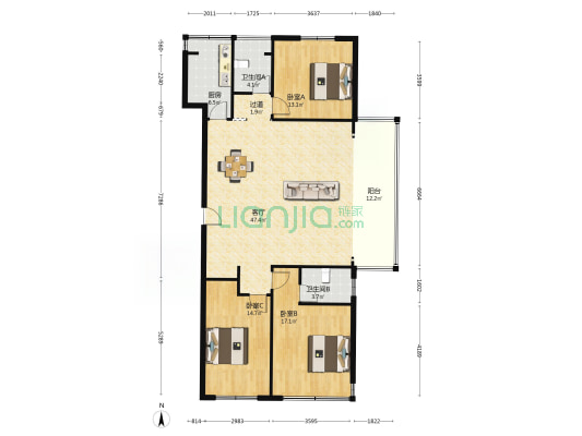 品盛公馆 3室1厅2卫 136平方