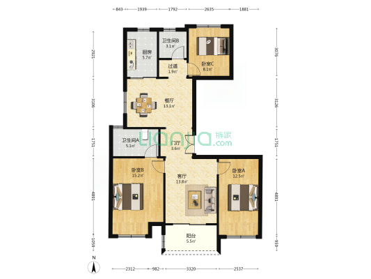 保利臻境 3室2厅2卫 117平方