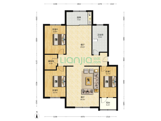 范阳路单位房大平层中间楼层业主急售-户型图