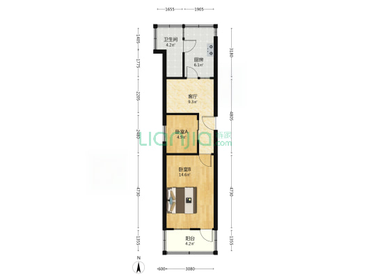 少华街40号院 2室1厅1卫 48平方