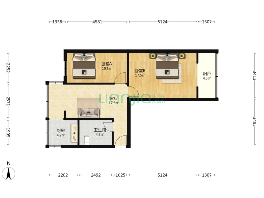 韦桑小路 2室1厅1卫 66平方