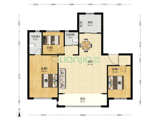 碧桂园云樾外滩 3室1厅2卫 137平方