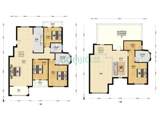 香邑溪谷洋房上跃 高挑空 一梯两户-户型图