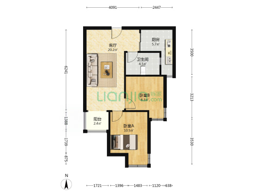 品质社区 保利物业 集中供暖 全明格局-户型图