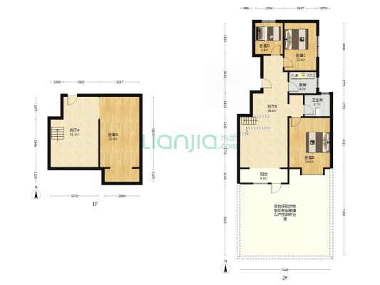 香邑溪谷洋房 下跃，边户，大院子，带装修-户型图