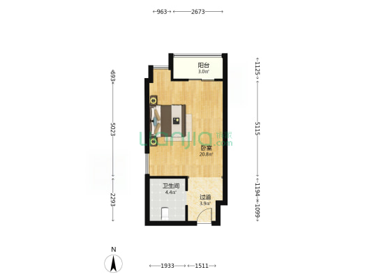 人民武汉国际汽车城 1室0厅1卫 47平方