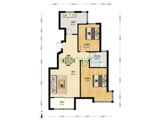 栈泾菊苑 2室1厅1卫 99平方