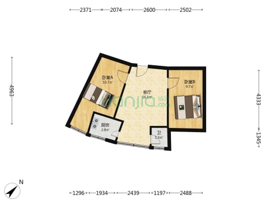 惠信花园 2室1厅1卫 59平方