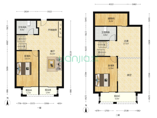 未来悦 2室1厅2卫 79平方