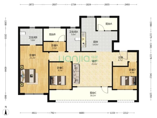 中海半山雲境 4室1厅2卫 142平方