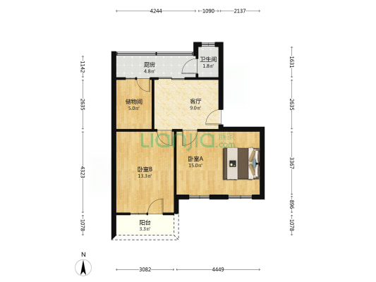 东大街88号 2室1厅1卫 61平方