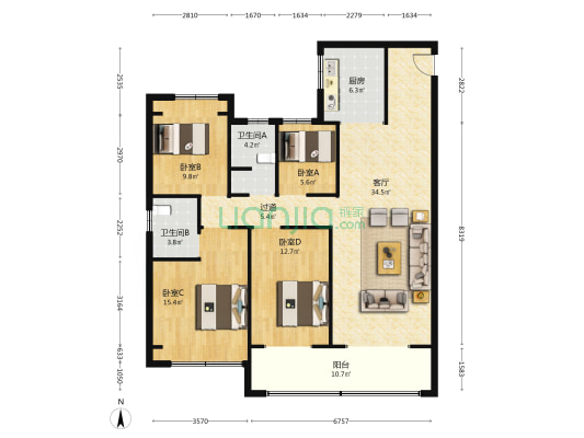金源天宸 4室1厅2卫 137平方