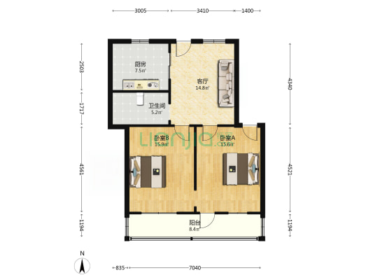 梅里弄散盘 2室1厅1卫 82平方