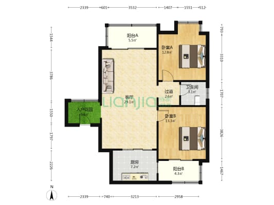 庐阳佳苑E组团 2室1厅1卫 95平方
