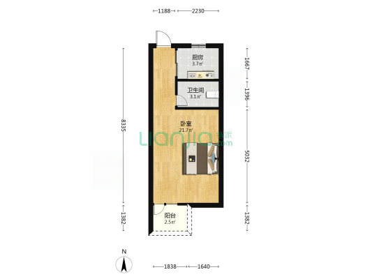 恒宇尊禧 1室0厅1卫 45平方