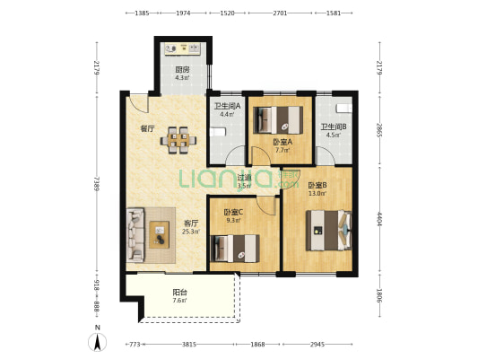 永威梅隆上院 3室1厅2卫 110平方