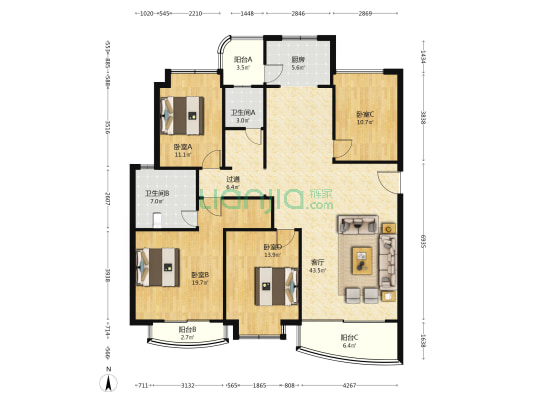赢城洋楼 4室1厅2卫 162平方