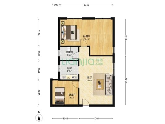 安惠大厦 2室1厅1卫 92平方