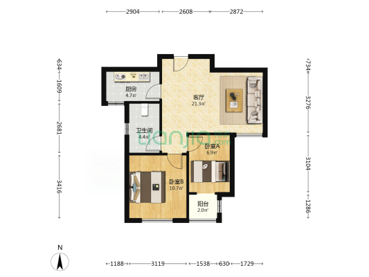 金玉一园 2室1厅1卫 74平方
