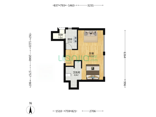 金林中心 1室0厅1卫 46平方