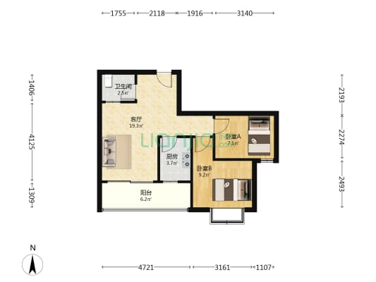 风华四季园 2室1厅1卫 62平方