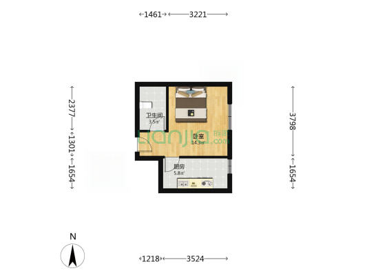 保利心语住宅四期 1室0厅1卫 34平方