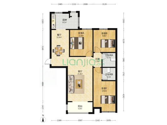 紫御豪庭 3室2厅2卫 126平方