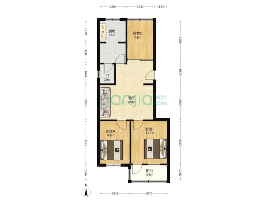 总医院小区 3室1厅1卫 57平方