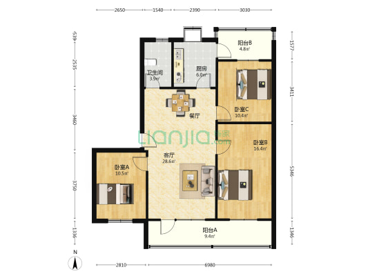 伊河路50号 3室1厅1卫 99平方