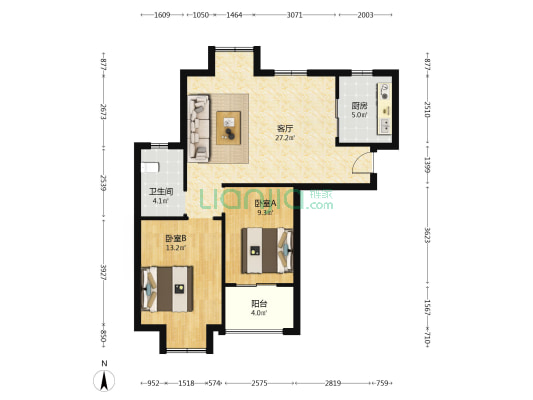 新河苑小区 2室1厅1卫 90平方