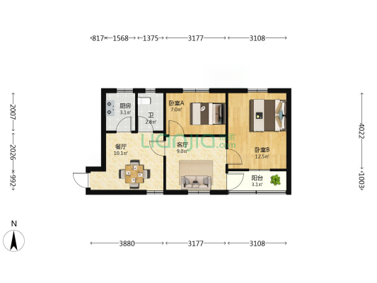 南阳新村 2室2厅1卫 57平方