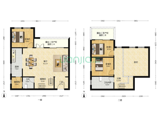桥达天蓬樾府 3室1厅2卫 121平方