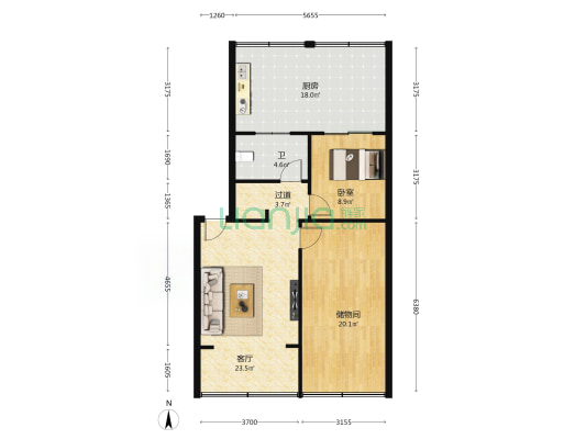 航空苑 1室1厅1卫 68平方