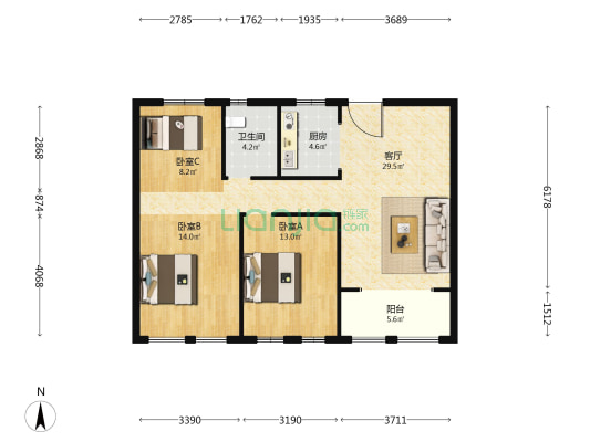 四季新城 3室1厅1卫 111平方