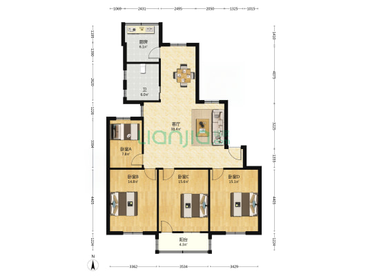 毓龙东路37号 4室1厅1卫 129平方