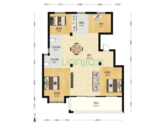 佳宁府 4室1厅2卫 120平方
